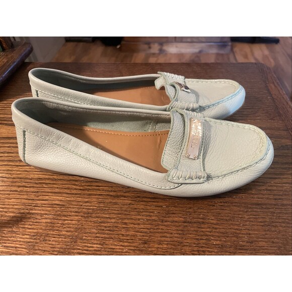 Coach Shoes Womens 7 B Aqua Leather Loafers Frederica Driver Flats Moccasin - Picture 1 of 8